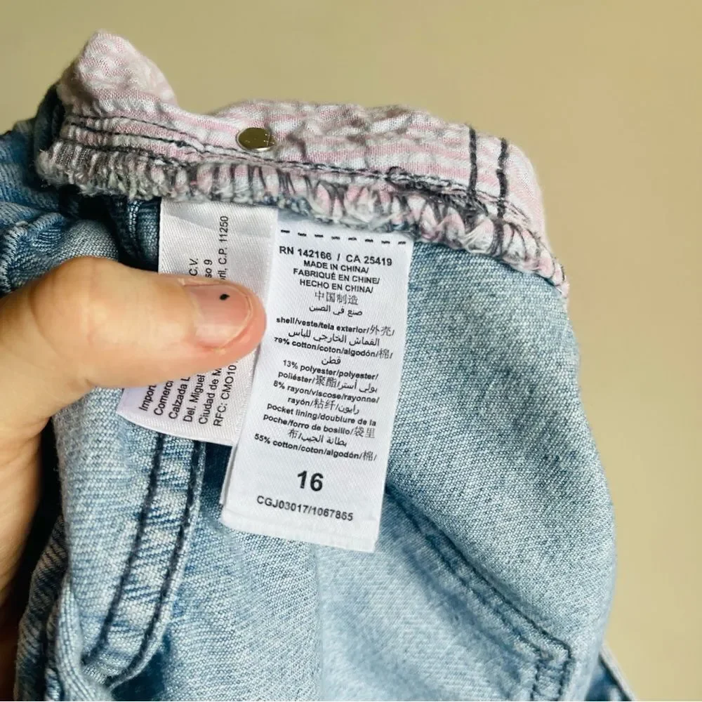 Habitual Kids Girls' Distressed Exposed Pocket Denim Short 16